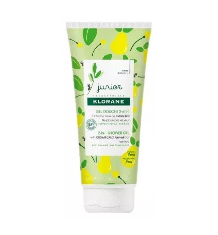 Klorane – junior gel douche 2-en-1, corps & cheveux, 200 ml, parfum poire