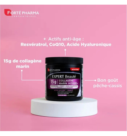 Forté Pharma – Expert Beauté Collagène Marin Intense+ Goût Pêche-Cassis, 300 g