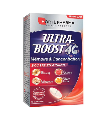 Forté Pharma – Ultra Boost 4G Mémoire & Concentration Ginseng Ginkgo, 15 comprimés