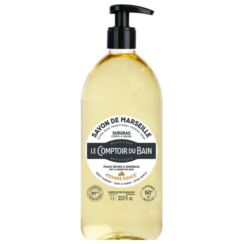 Le Comptoir du Bain – Savon de Marseille Surgras Amande Douce, 1 L