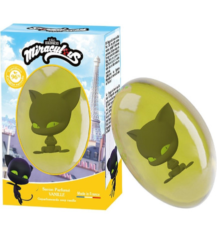 LE COMPTOIR DU BAIN – Savon solide Miraculous vanille figurine Plagg, 75 g