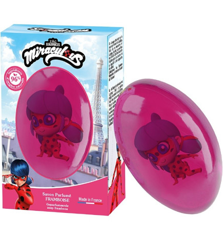 LE COMPTOIR DU BAIN – Savon solide Miraculous framboise figurine Ladybug, 75 g