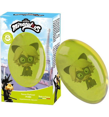 LE COMPTOIR DU BAIN – Savon solide Miraculous poire figurine Chat Noir, 75 g