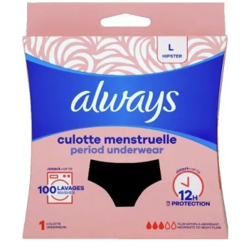 Always – Culotte menstruelle lavable et réutilisable noire taille L, 1 culotte