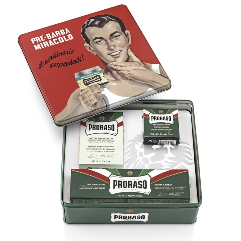 Proraso– Coffret Soins De Rasage 3 Produits Gamme Verte Vintage