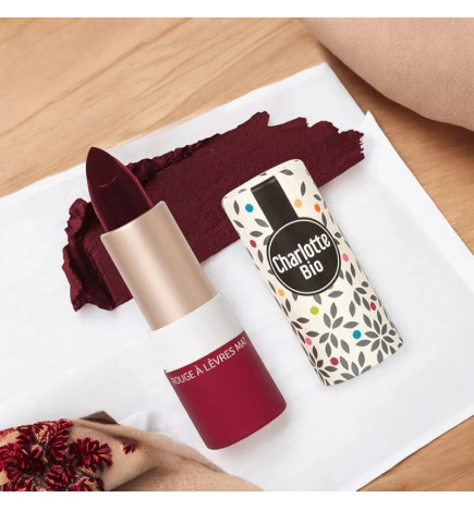 Charlotte Bio – Rouge à lèvres brillant bio rouge figue, 3,5 g