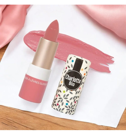 Charlotte Bio – Rouge à lèvres brillant bio bois de rose, 3,5 g