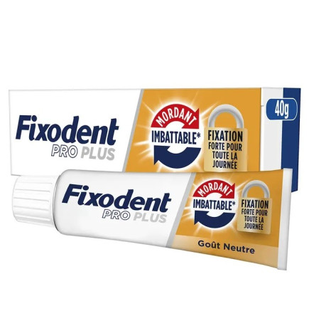 Fixodent – Pro Plus Crème Adhésive Mordant Imbattable Pour Prothèses Totales & Partielles, 40 g