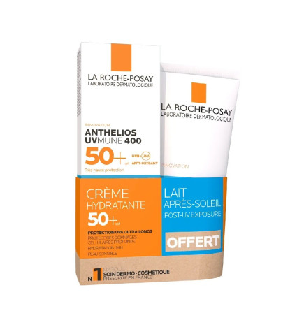 La Roche-Posay – Anthelios UVmune 400 Crème Hydratante SPF50+ 50 ml + Post-UV Exposure Lait Après-Soleil 75 ml Offert