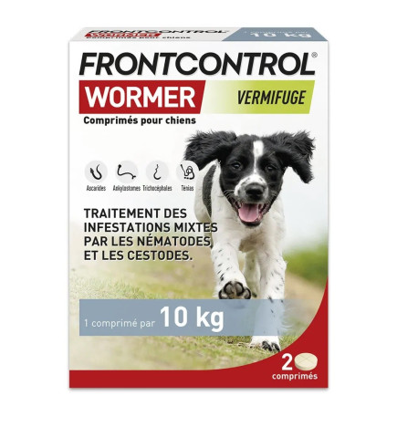 Frontline – Frontcontrol Wormer Vermifuge Pour Chien 1 Comprimé par 10kg x2