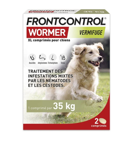 Frontline – Frontcontrol Wormer Vermifuge Pour Chien 1 Comprimé XL par 35kg x2