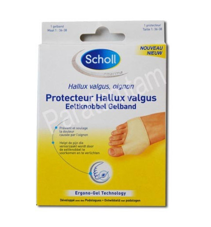 SCHOLL PROTECTEUR HALLUX VALGUS SOIN DU PIED OIGNON 1 PROTECTEUR TAILLE 1 (DU 36 AU 38)