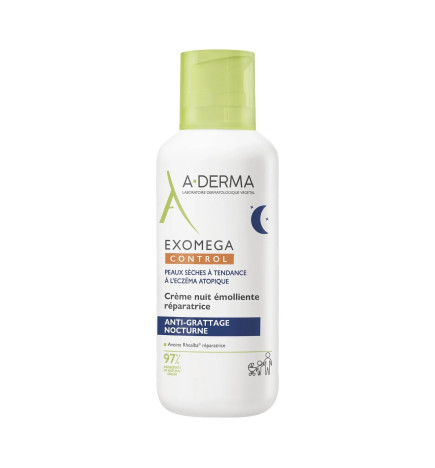 A-DERMA – Exomega Control Crème Nuit Émolliente Réparatrice, 400 ml