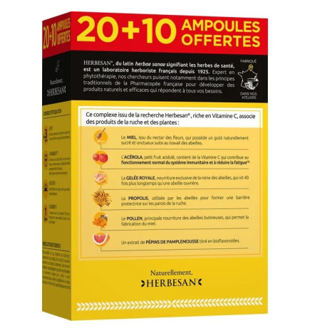 HERBESAN – Système Immunitaire, 20 ampoules + 10 offertes