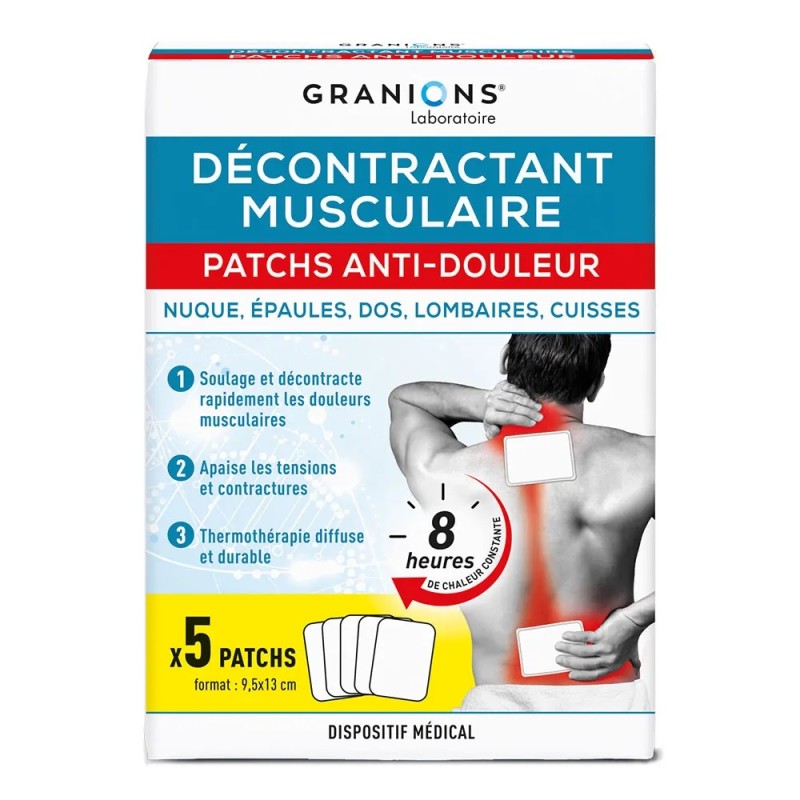 Granions – Patchs Chauffants Musculaires, boîte de patchs usage unique