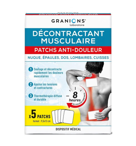 Granions – Patchs Chauffants Musculaires, boîte de patchs usage unique