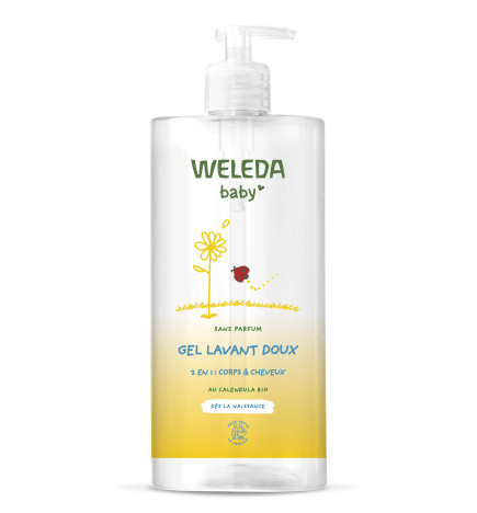 Weleda – Baby Gel Lavant Doux au Calendula 2en1 Sans Parfum, 400 ml