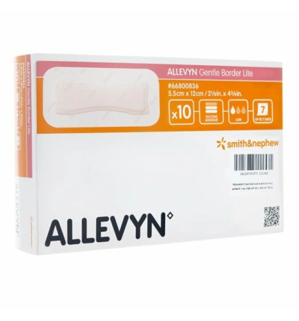 Allevyn – Gentle border lite hydrocellulaire siliconé extra mince, 5.5x12cm x10
