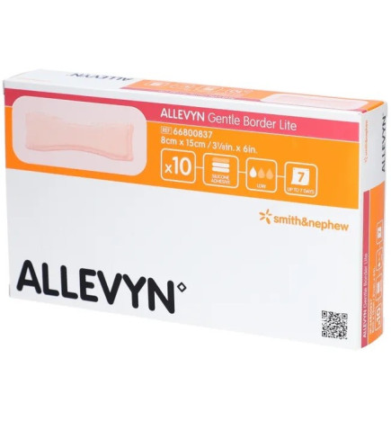 Allevyn – Gentle border lite hydrocellulaire siliconé extra mince, 8x15cm x10
