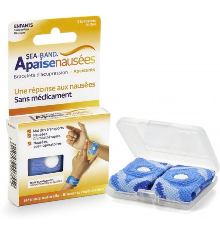 Seaband – Bracelet enfants bleu, soulagement des nausées liées au mal des transports