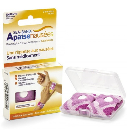 Seaband – Bracelet enfants rose, soulagement des nausées liées au mal des transports