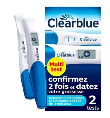CLEARBLUE – Test de grossesse confirmé 2 fois et daté, x2 tests