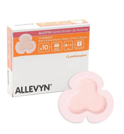 Allevyn – Gentle border lite multisite hydrocellulaire siliconé extra mince, 8x8.4cm x10
