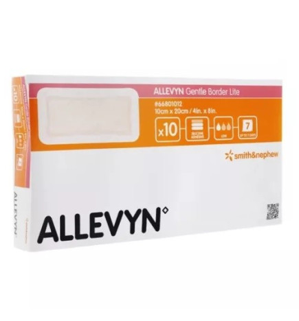 Allevyn – Gentle border lite hydrocellulaire siliconé extra mince, 10x20cm x10
