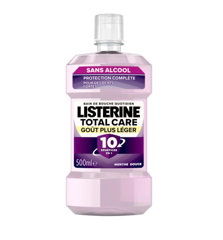 Listerine – Bain de Bouche Total Care 10en1 Menthe Douce sans Alcool 500ml