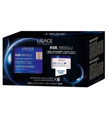 Uriage – Coffret Age Absolu Crème Rose Redensifiante 50 ml + Masque de Nuit Redensifiant 15 ml Offert