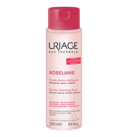 Uriage – Roséliane Fluide Dermo-Nettoyant Peaux Sensibles à Rougeurs 250 ml