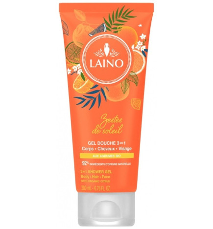 LAINO – Gel douche 3-en-1 hydratant aux agrumes, 200 ml