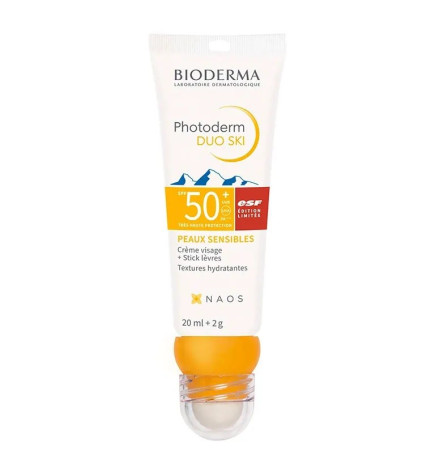 Bioderma – Photoderm Duo Ski, crème solaire visage + stick lèvres SPF50+
