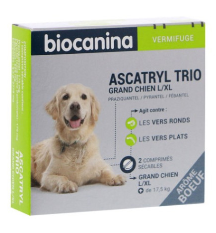 Biocanina – Ascatryl Trio grand chien +17,5 kg, 2 comprimés