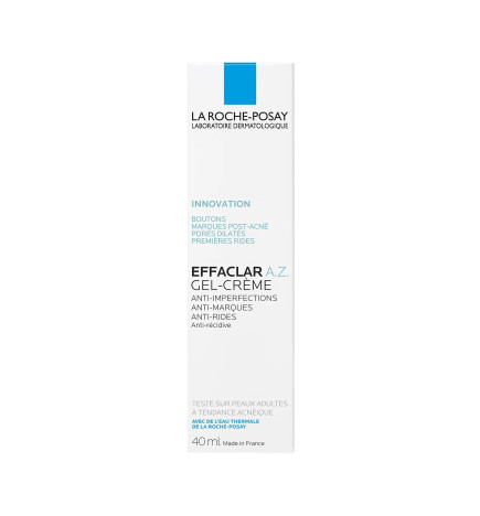 La Roche-Posay – Effaclar A.Z. Gel-crème anti-imperfections, anti-marques, anti-rides, 40 ml