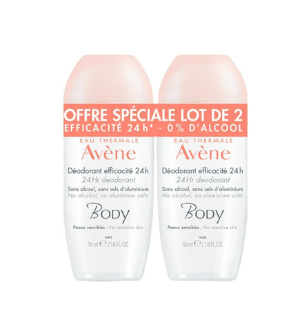 AVENE – Body Duo Déodorant efficacité 24 h, 2 x 50 ml