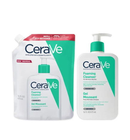Cerave – cleanse visage recharge gel moussant, 473 ml