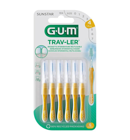 GUM – TRAVLER Brossettes Interdentaires 1.3mm x6 Unités