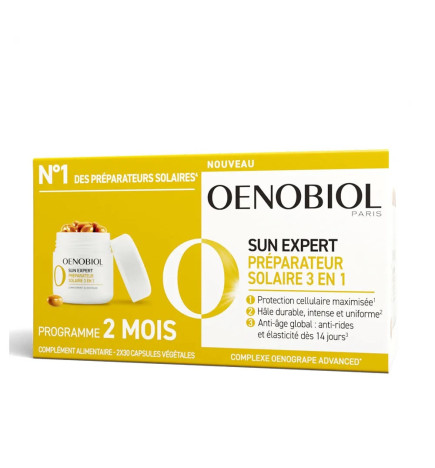 OENOBIOL – Sun Expert préparateur solaire 3 en 1 triple action, 2 x 30 capsules