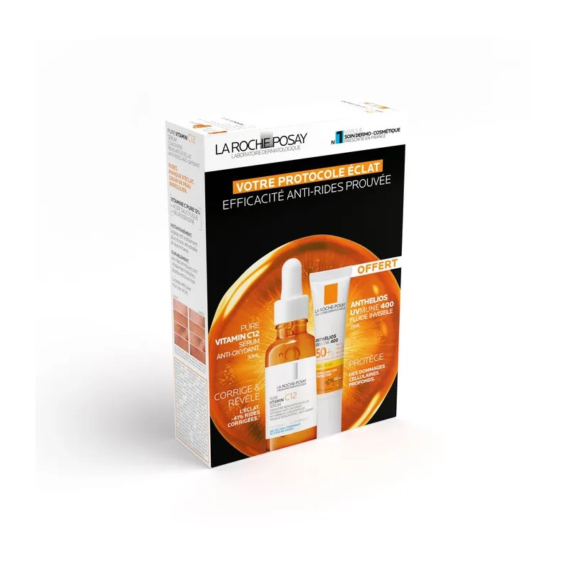 La Roche-Posay – Coffret sérum Pure Vitamin C12 30 ml + fluide Anthelios UVmune 400 SPF50+ 15 ml offert