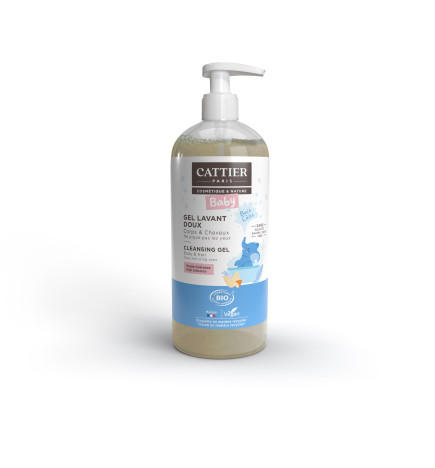 Cattier – Bébé, gel lavant doux corps et cheveux bio, 500 ml