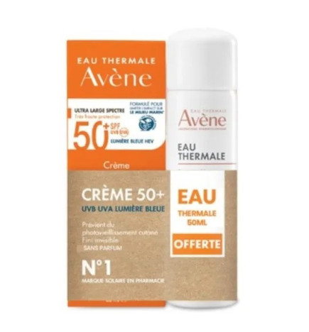 AVENE – Crème solaire SPF 50+ + Eau thermale 50 ml offerte, 50 ml