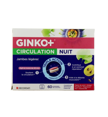 Ginko+ – Circulation Nuit Jambes Légères, 60 comprimés