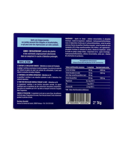 Ginko+ – Circulation Nuit Jambes Légères, 60 comprimés