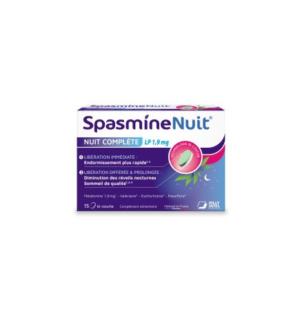 Spasmine – Nuit complète lp 1.9 mg, 15 comprimés bi-couche
