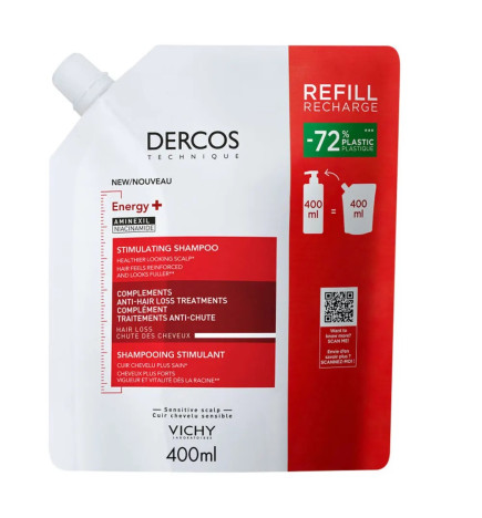Vichy – Dercos éco-recharge shampooing Energy+, 400 ml