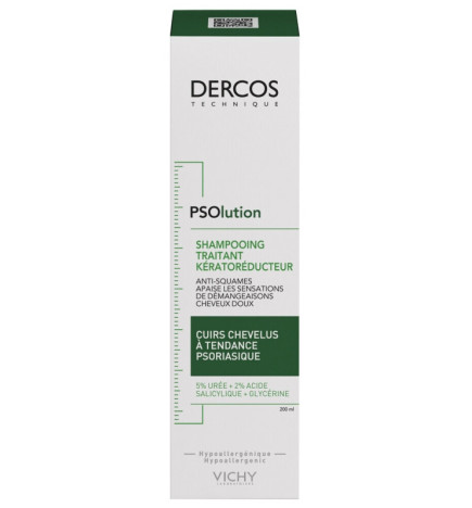 Vichy – Dercos PSOlution shampooing traitant kératoréducteur cuirs chevelus à tendance psoriasique, 200 ml