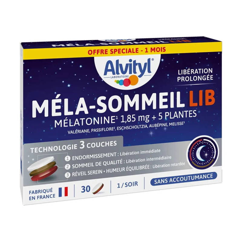 Alvityl Méla-Sommeil Lib Mélatonine 1,85mg 30 Comprimés