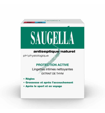 Saugella – Antiseptique Naturel Lingettes Intimes Nettoyantes Protection Active, x10