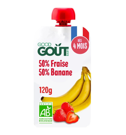 Good Goût – Gourde Purée de Fruits Fraise Banane – Dès 4 mois – 120g